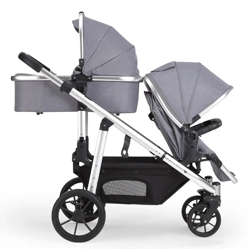 Luxury Twin Baby Stroller – High-Quality Double Poussette with 1-Year Warranty