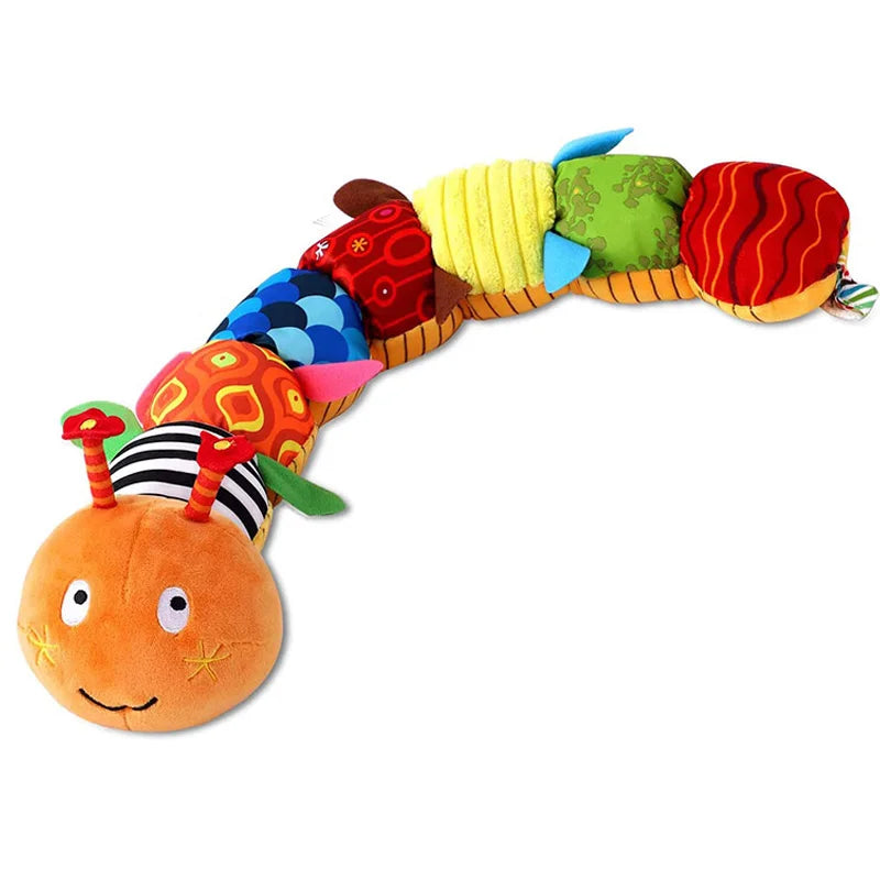 Peluche musicale pour bébé avec anneau de dentition à clochette.
