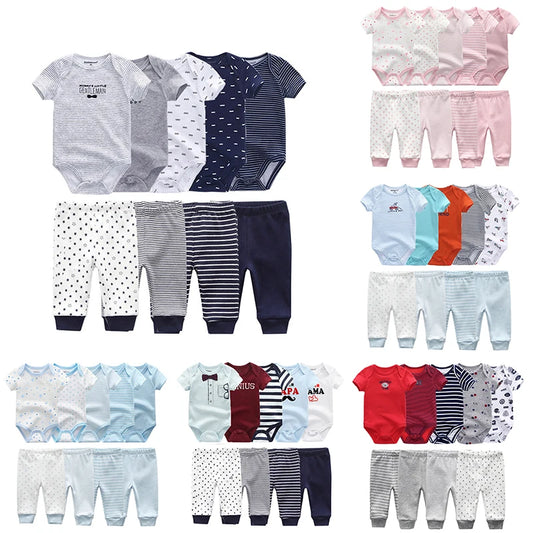 9-Piece Newborn Clothing Set – Cotton Cartoon Bodysuits & Pants