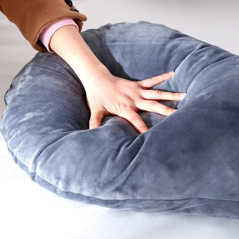 Coussin de grossesse en polaire douce en forme de U – Soutien latéral et lombaire multifonctionnel