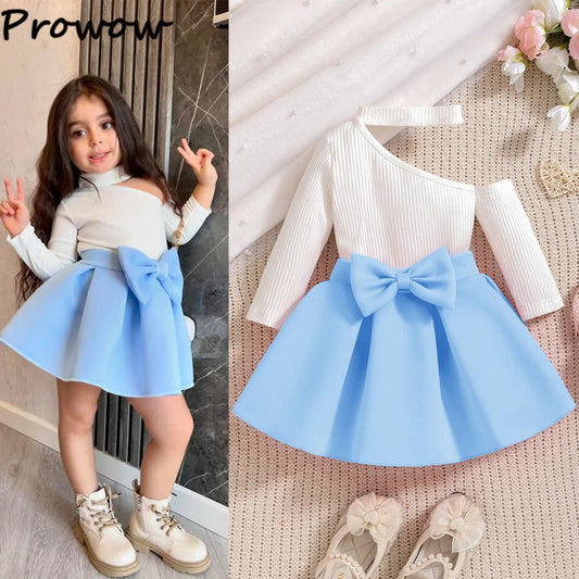 Toddler Girl 2PCS Summer Set – One-Shoulder T-Shirt & Skirt