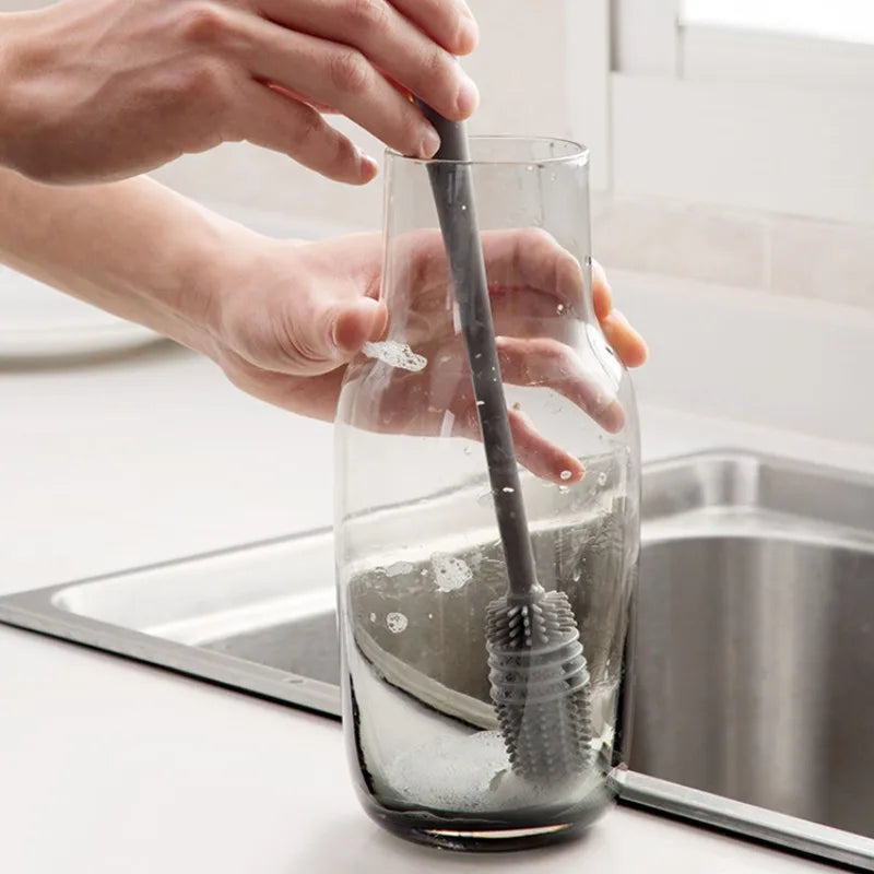 Brosse de nettoyage pour biberons | Brosse en silicone rotative à 360° avec long manche