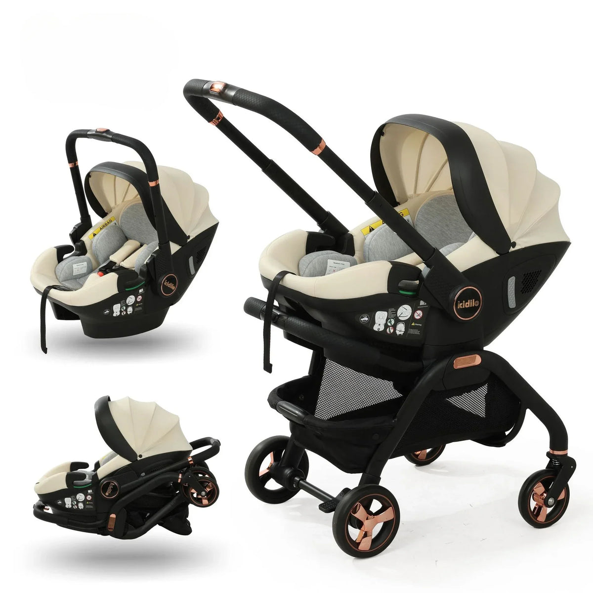Poussette de sécurité 3 en 1 pour bébés de 0 à 2 ans
