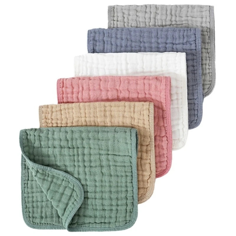 Ensemble de 6 serviettes pour bébé – Lingettes en mousseline de coton 6 épaisseurs pour le visage et le dos