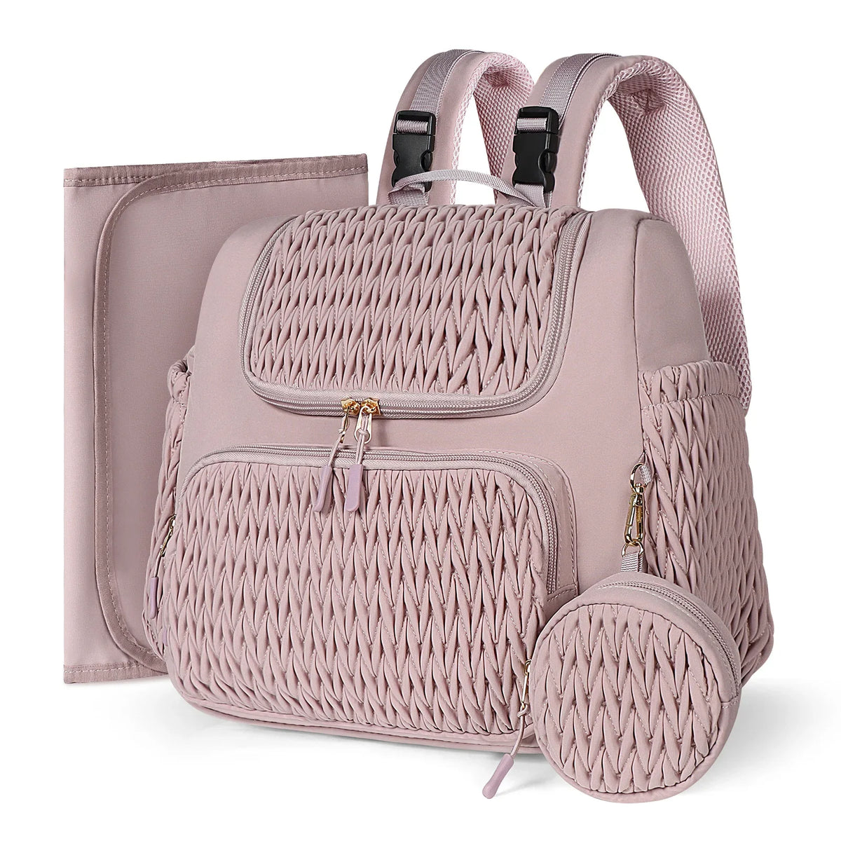 Sac à dos à langer Mauve Mist – Sac à langer avec matelas à langer et sangles pour poussette
