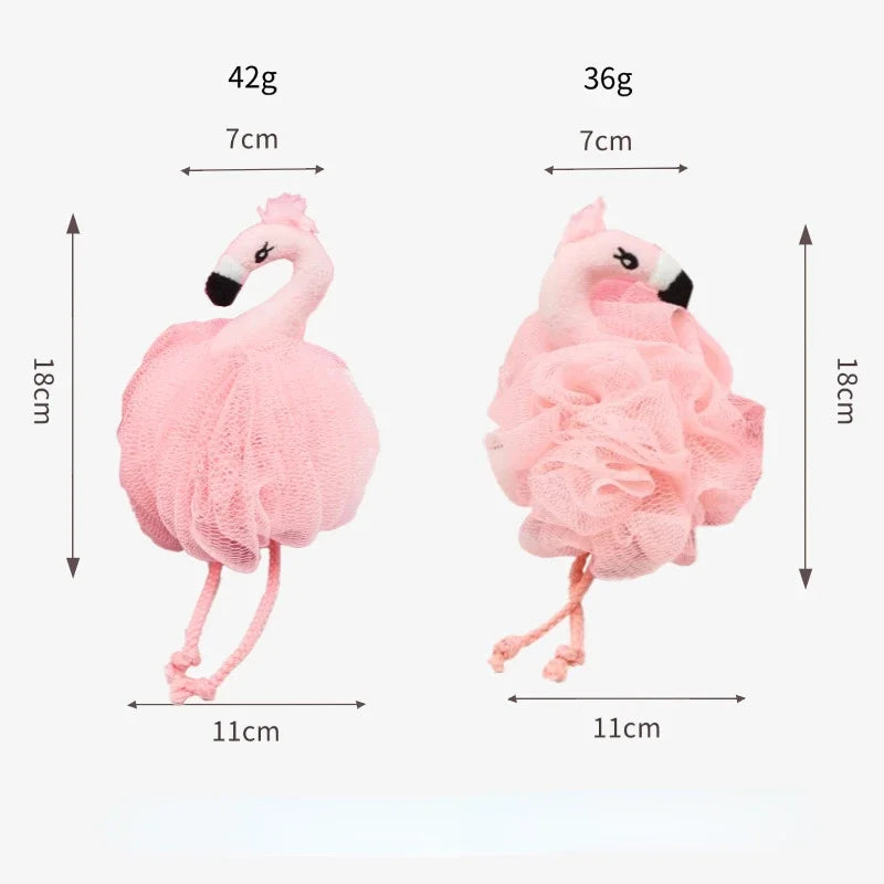 Cute Bath Flower Ball – Flamingo Rubbing Bath Brush for Children