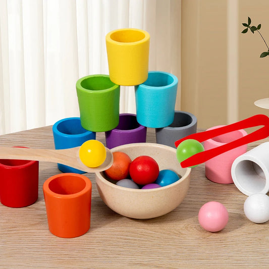 Jeu de tri de couleurs en bois Montessori – Jeu d'éveil pour enfants