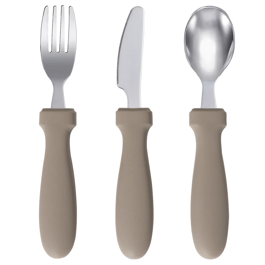 Ensemble d'alimentation pour bébé – Assiette, cuillère et fourchette en silicone