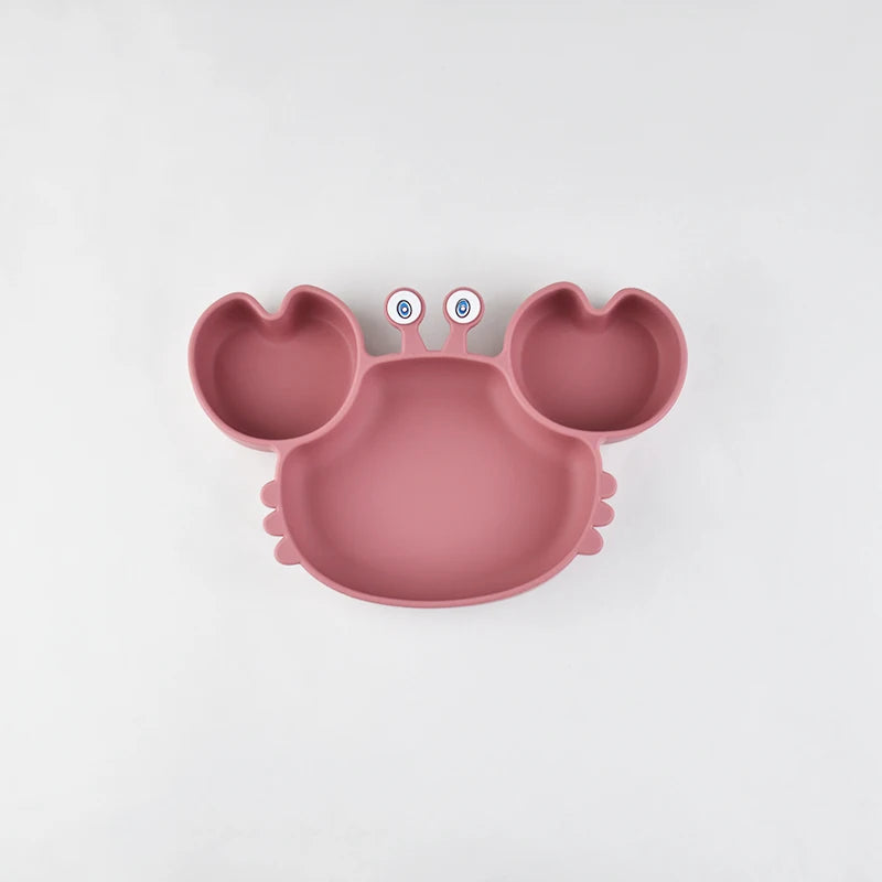 Toddler Suction Plate – BPA-Free Cartoon Crab Feeding Tray