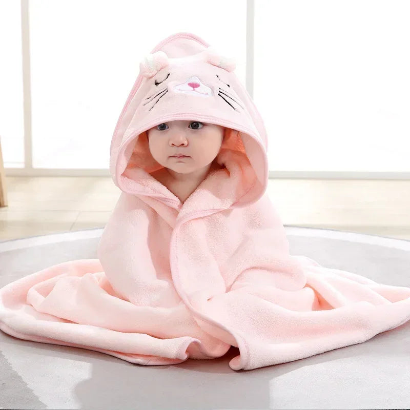 Cartoon Animal Baby Hooded Towel – Soft Bathrobe & Swaddle Wrap