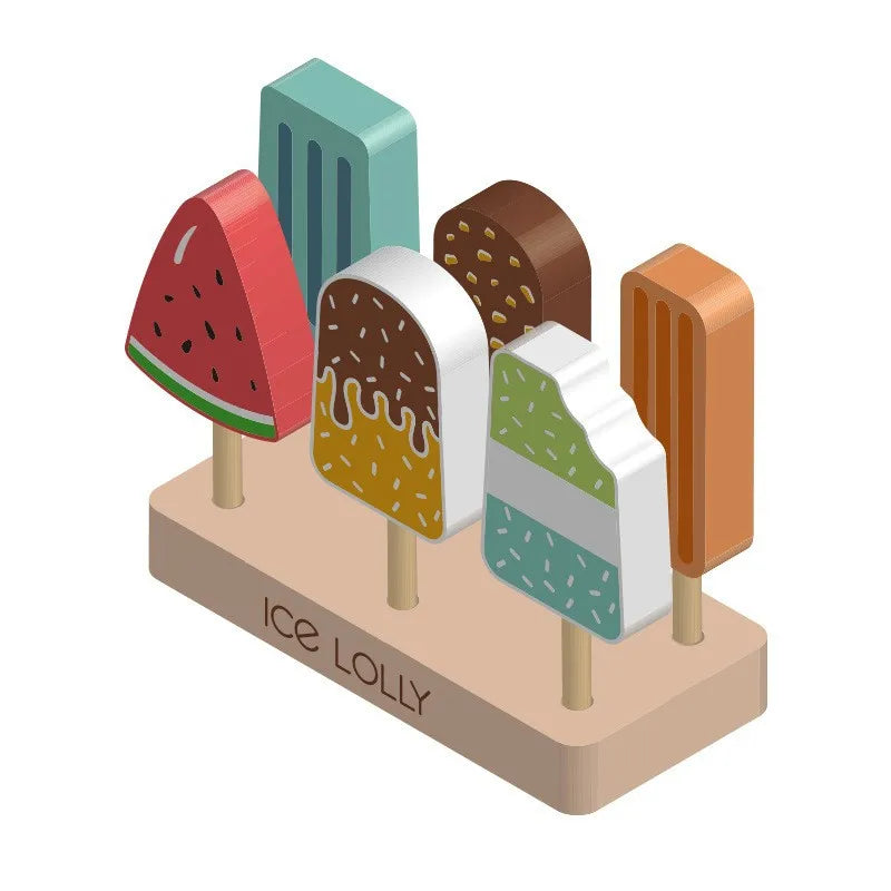 Ensemble de jeu de crème glacée en bois – Amusant pour les tout-petits !