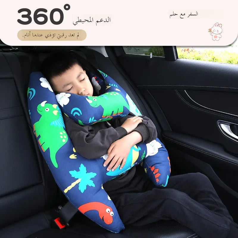 Cuion Kids Car Headrest Pillow | Neck & Sleep Support | Soft Wool Filling | Long Travel
