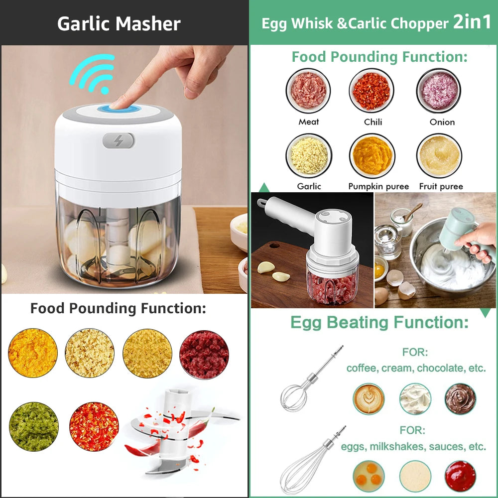 Portable Electric Baby Food Chopper – Wireless USB Mixer for Veggies & Ginger