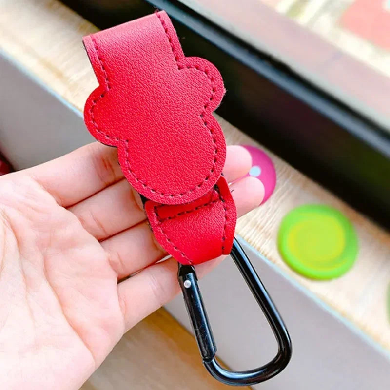 1–2PCS Rotatable PU Leather Stroller Hooks – 360° Pram Organizer
