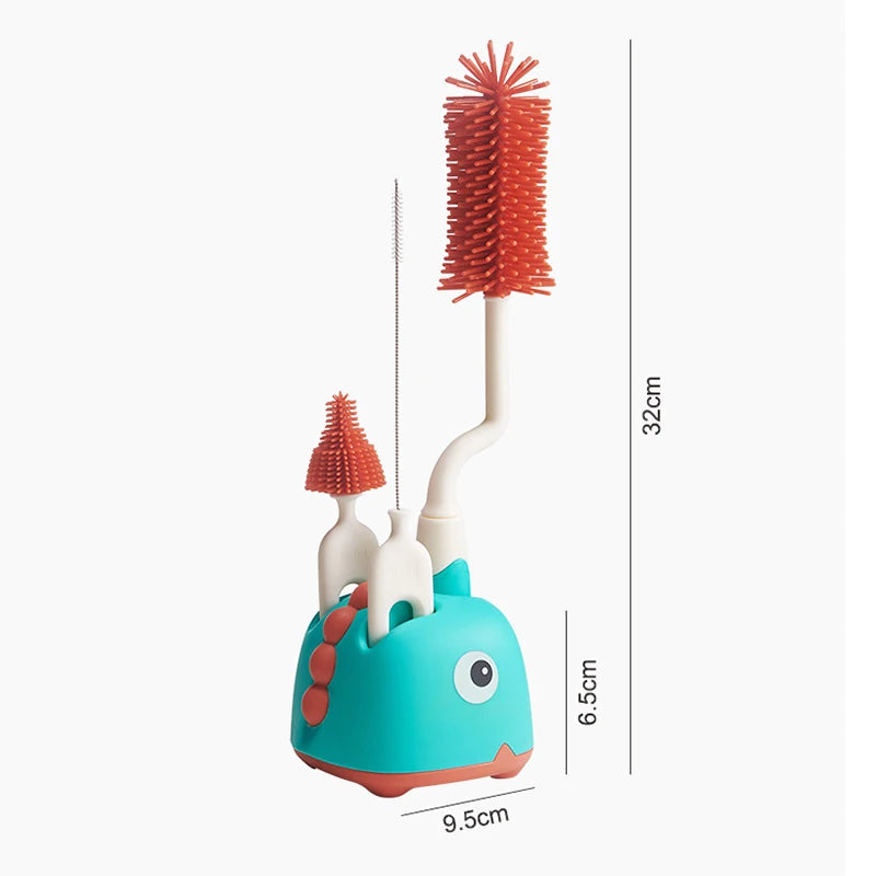 All-in-One Baby Bottle Brush Kit | 360° Rotating Silicone Cleaner Set