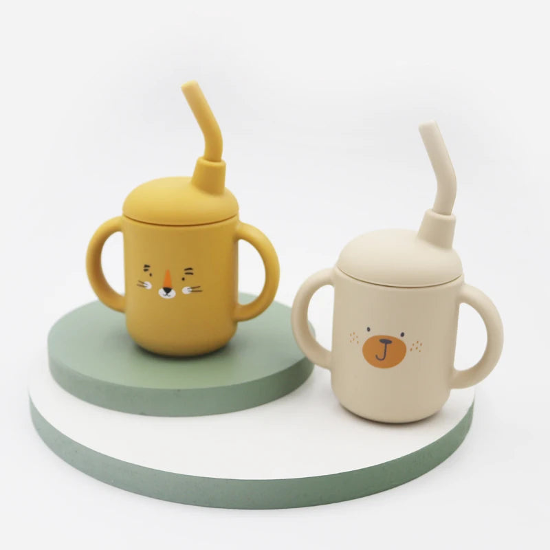 120ml Cartoon Baby Silicone Sippy Cup – BPA-Free, Leakproof Trainer Cup