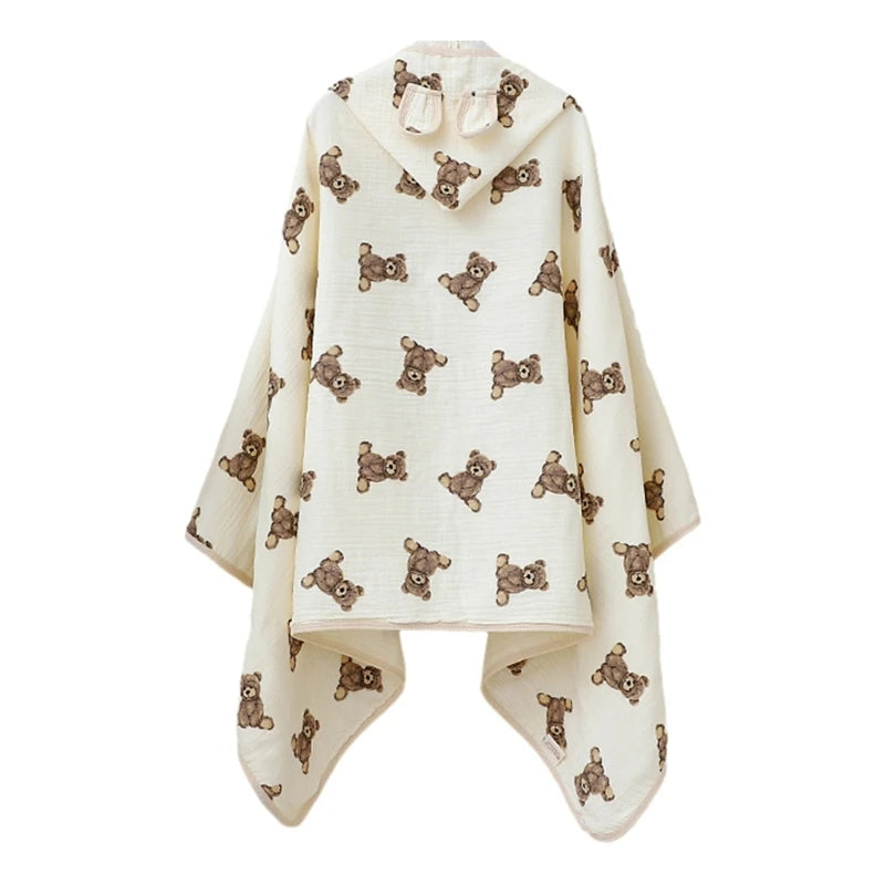 Serviette de bain bébé à capuche en coton doux – Peignoir poncho oreilles de lapin