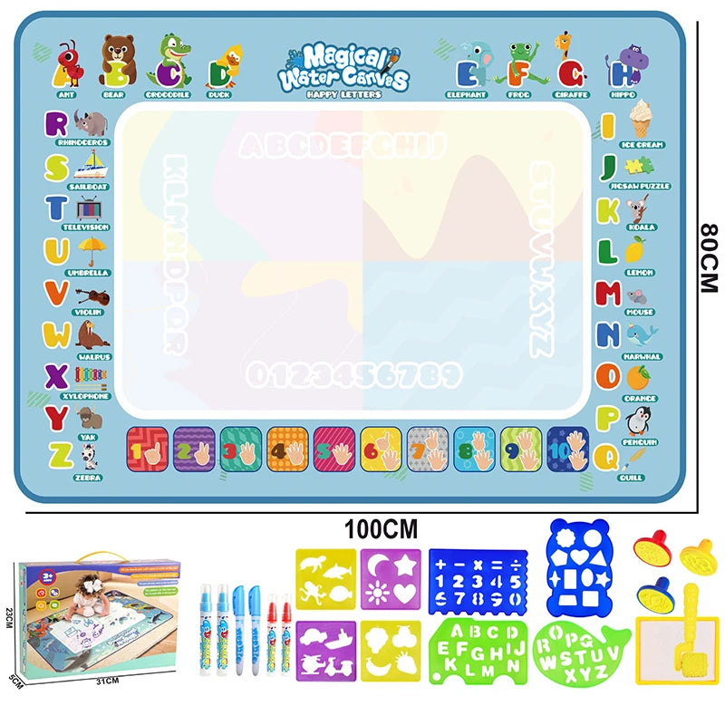 Magic Water Drawing Mat 100x80cm – Reusable Montessori Painting & Doodle Toy