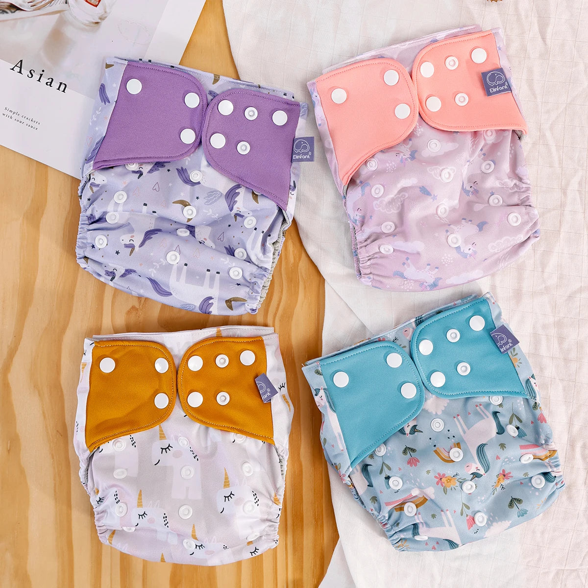 Lot de 4 couches lavables pour bébé