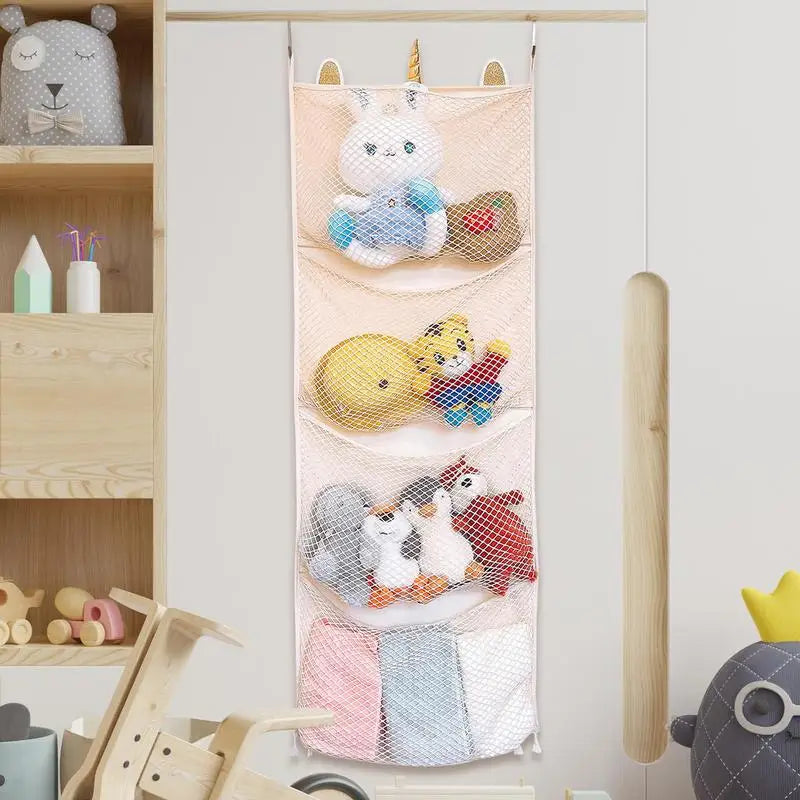 Over-Door Hanging Storage Bag – Plush & Toy Organizer for Kids