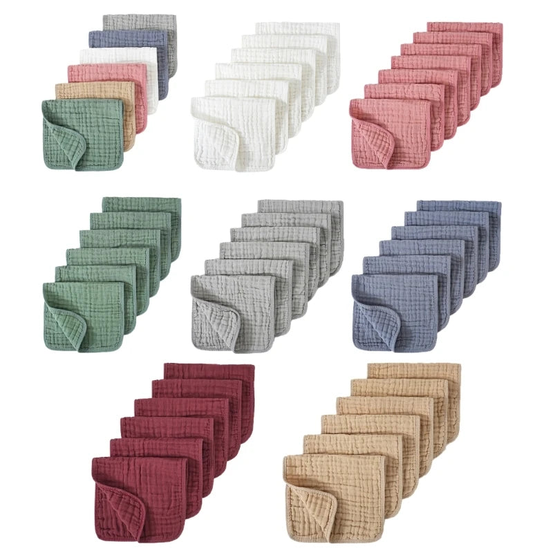 Ensemble de 6 serviettes pour bébé – Lingettes en mousseline de coton 6 épaisseurs pour le visage et le dos