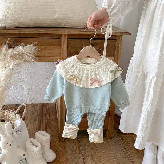 2PCS Winter Baby Sweater Full Sleeve Infantil Autumn Warm Girl Birthday Xmas Fashion Christmas Kids Sweaters Clothing Sets