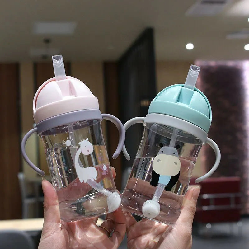 Gobelet/biberon pour enfants de 350 ml avec paille et bille de gravité, grand diamètre