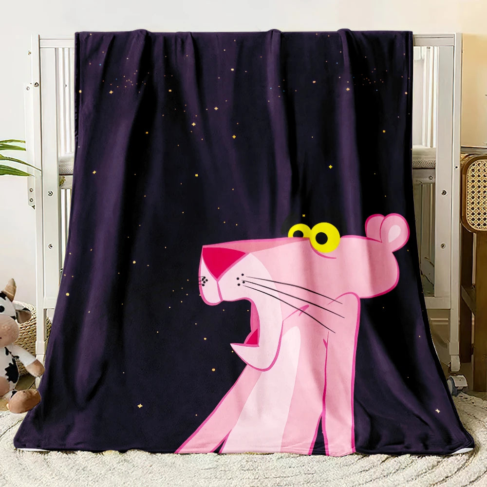 MINISO Pink Panther Flannel Blanket Suitable for Bedroom, Iving Room,sofa,student Nap,office Nap,camping Trip,children's Gift