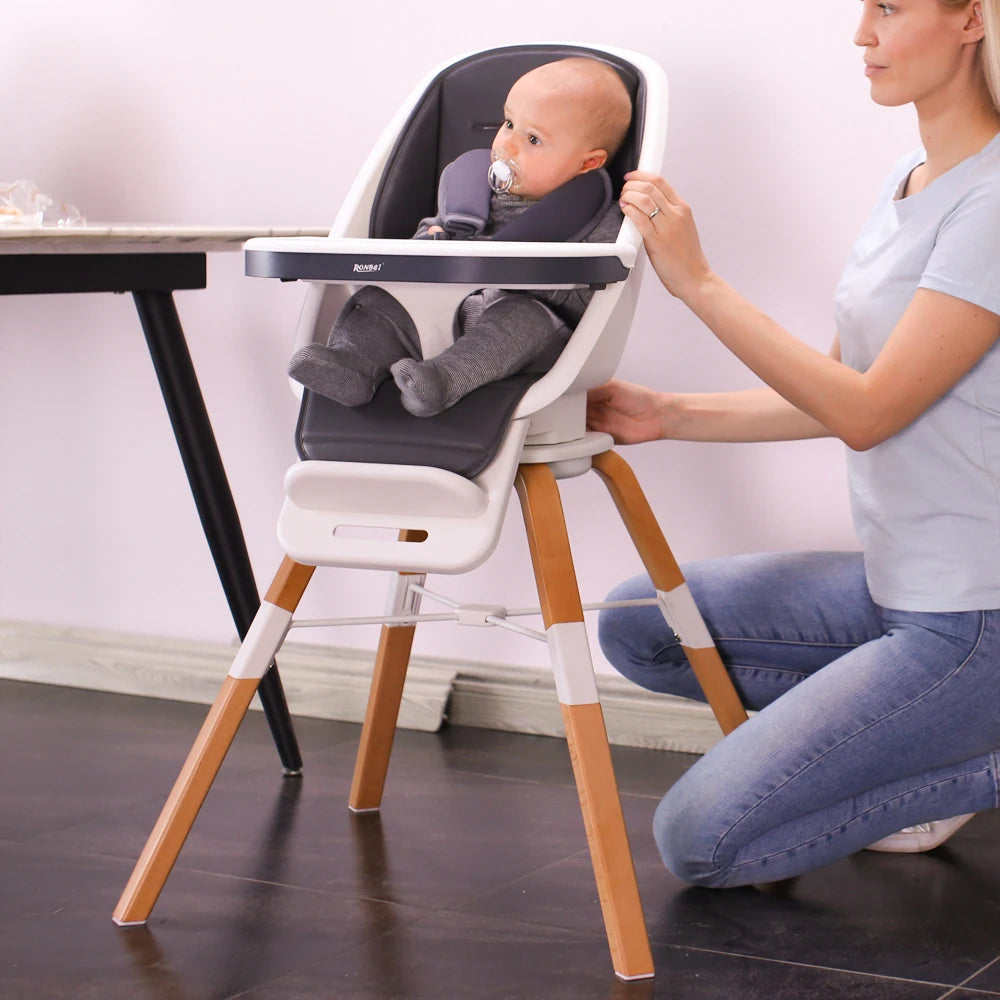 Wooden Baby Highchair – Safe, Rotatable & Detachable Design