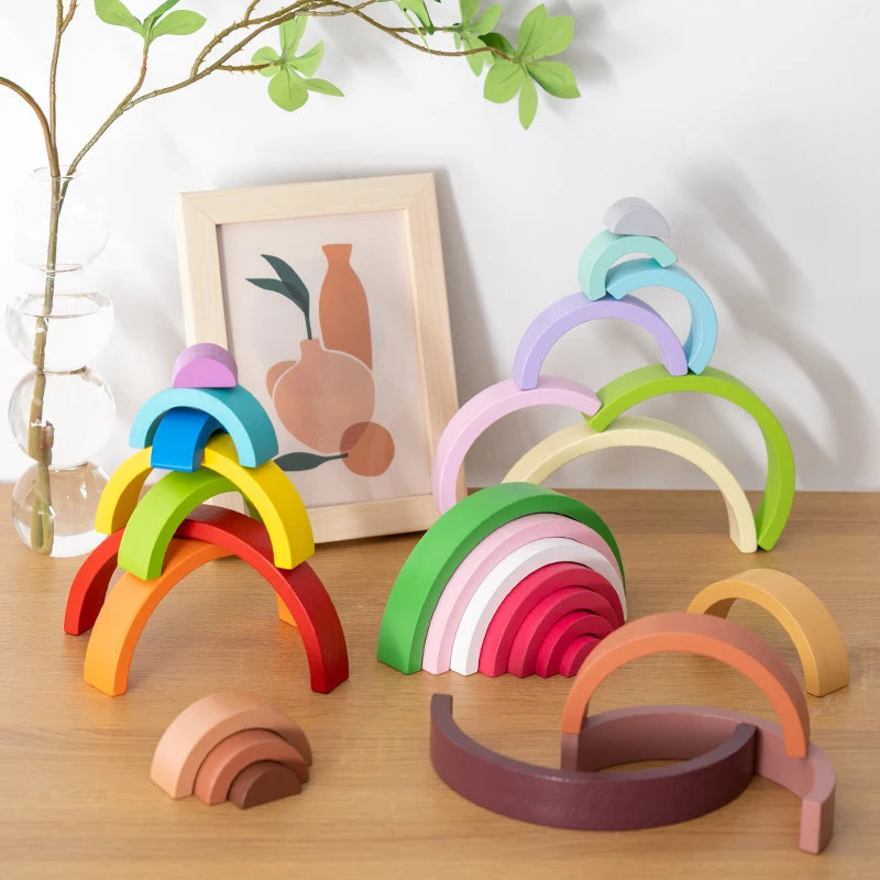 Colorful Montessori Wooden Stacking Toy