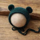 Bonnet tricoté pour nouveau-né en fil de vison duveteux avec oreilles, accessoire photo