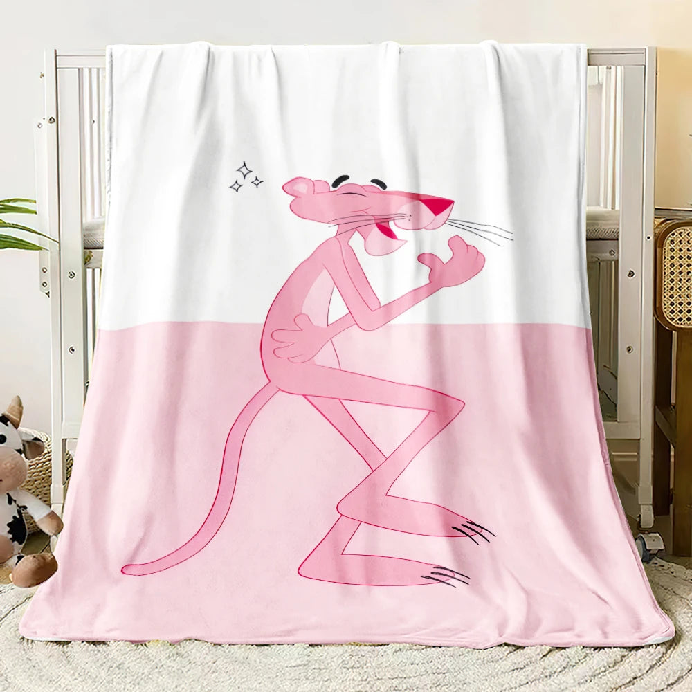 MINISO Pink Panther Flannel Blanket Suitable for Bedroom, Iving Room,sofa,student Nap,office Nap,camping Trip,children's Gift