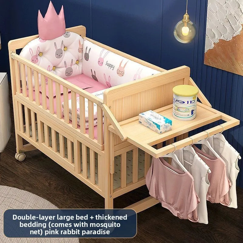 Convertible Baby Bed – Solid Wood & Adjustable Cradle