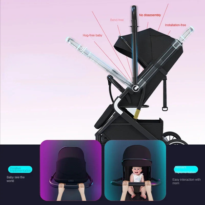 High Landscape Shock-Absorbing Baby Stroller – Foldable Travel Pram