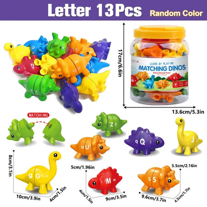 Jeu d'association de dinosaures Montessori ABC – Lettres majuscules et minuscules