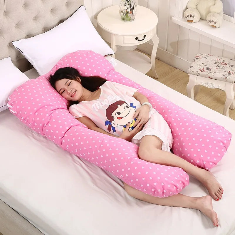 Coussin de corps en forme de U – Soutien en coton pour la grossesse et la maternité