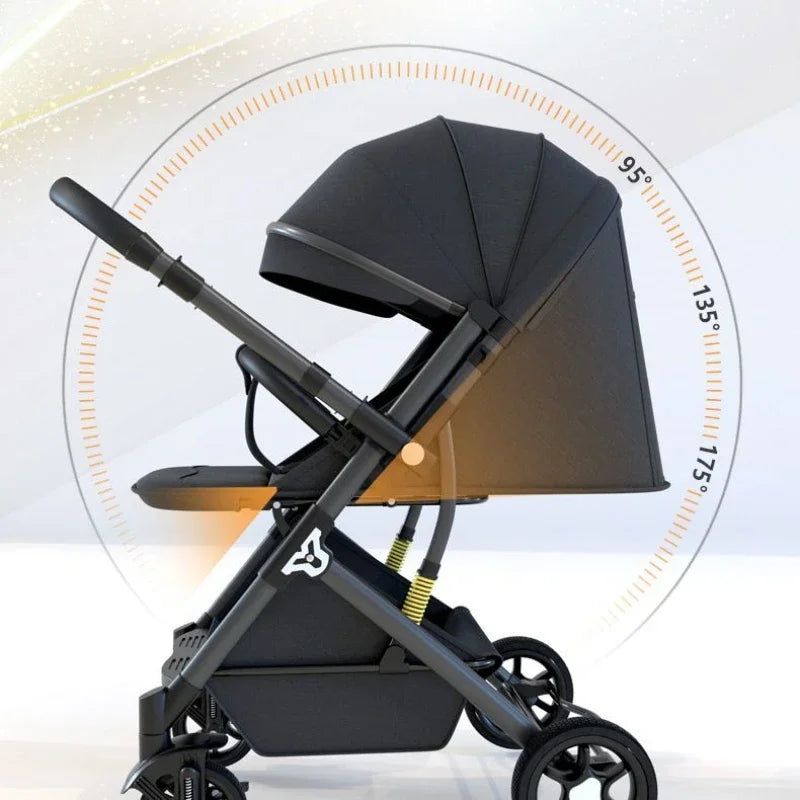 Ultra-Light Four-Wheel Baby Stroller – Sit & Lie Down, Foldable High-View