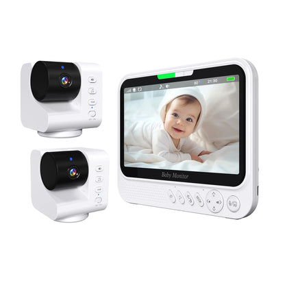 « Babyphone PTZ 7 pouces avec interphone, berceuses et fonction Temp »