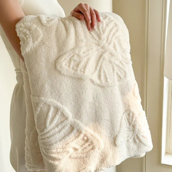 Multi-functional Fleece Baby Blanket Flannel Jacquard Butterfly Comfortable Soft Sofa Throw Blanket Warm Winter Bedding Items