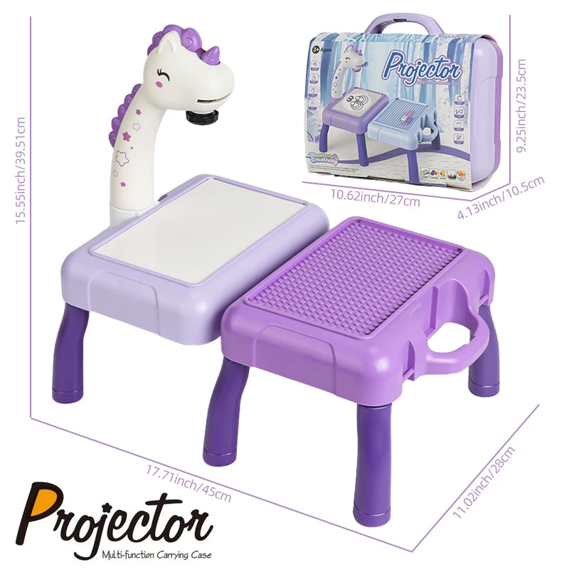 Projecteur de dessin pour enfants – Mini tableau éducatif d'écriture et de dessin pour les 3 ans et plus