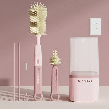 Portable Silicone Baby Bottle Brushes | Detachable Set with Storage Box