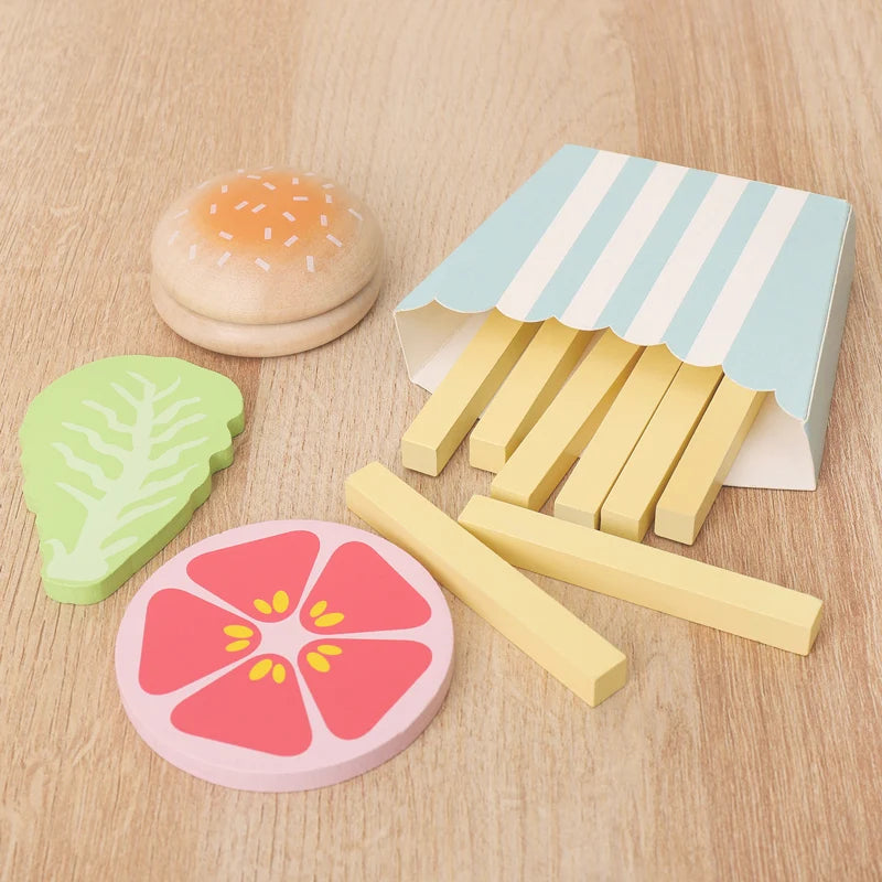 Ensemble d'aliments en bois pour jouer – Cuisinez et créez !