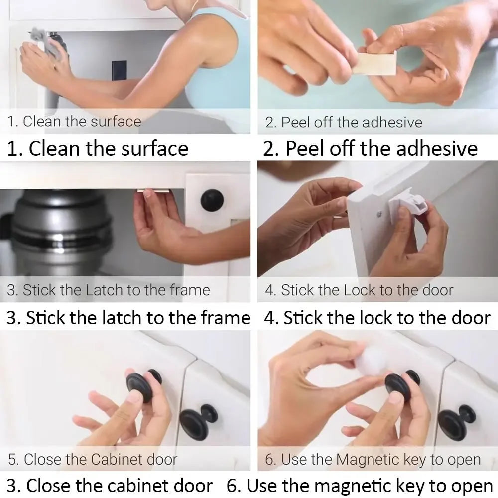 No-Screw Baby Safety Cabinet Locks for Kitchen
