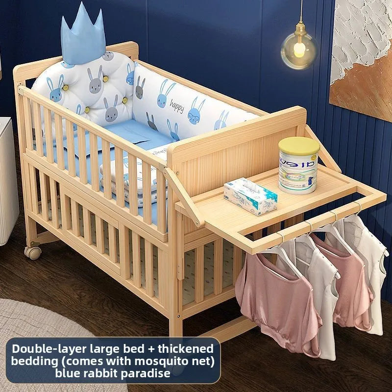 Convertible Baby Bed – Solid Wood & Adjustable Cradle