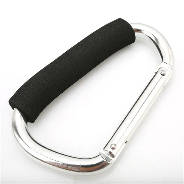 Large Aluminum Carabiner Stroller Hooks – D-Ring Organizer Clip