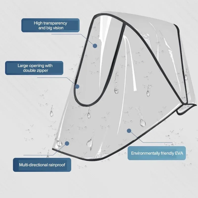 Housse de pluie universelle imperméable pour poussette bébé – Protection transparente contre le vent et la poussière