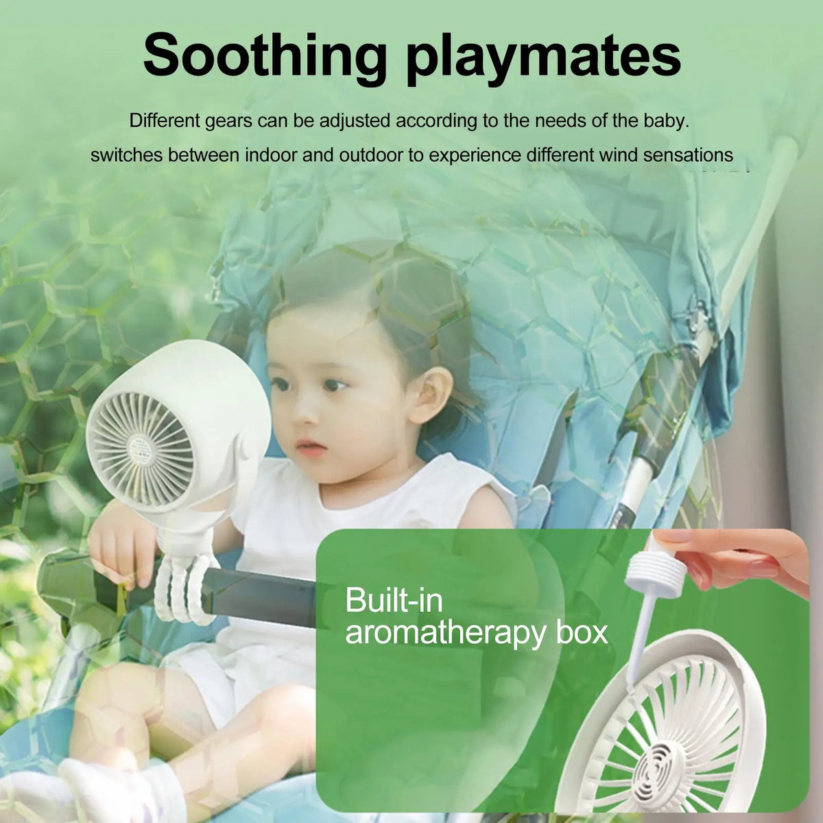 Flexible Octopus Stroller Fan – 3-Speed USB Rechargeable with LED Light (10000mAh)