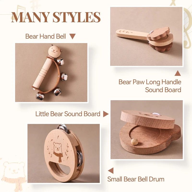Wooden Bear Musical Toy Set – Fun for Newborns!