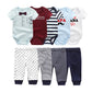 9-Piece Newborn Clothing Set – Cotton Cartoon Bodysuits & Pants