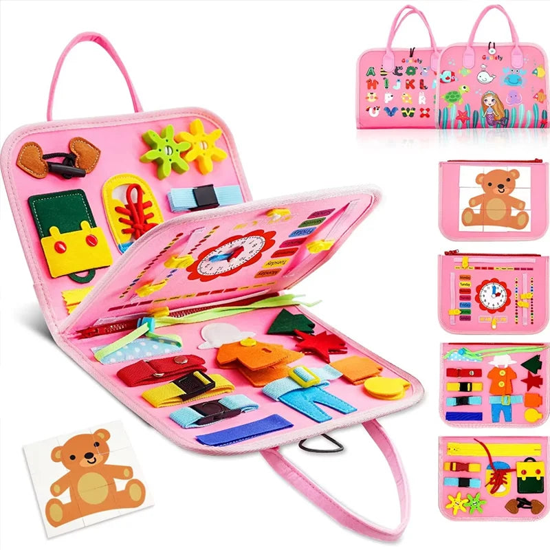 Montessori Busy Board – Sensory Learning Toy for Toddlers